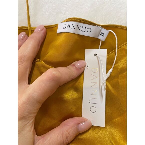Dannijo Silk Camisole Tank Top Womens XL Marigold Yellow Bronze Charmeuse - Picture 9 of 13
